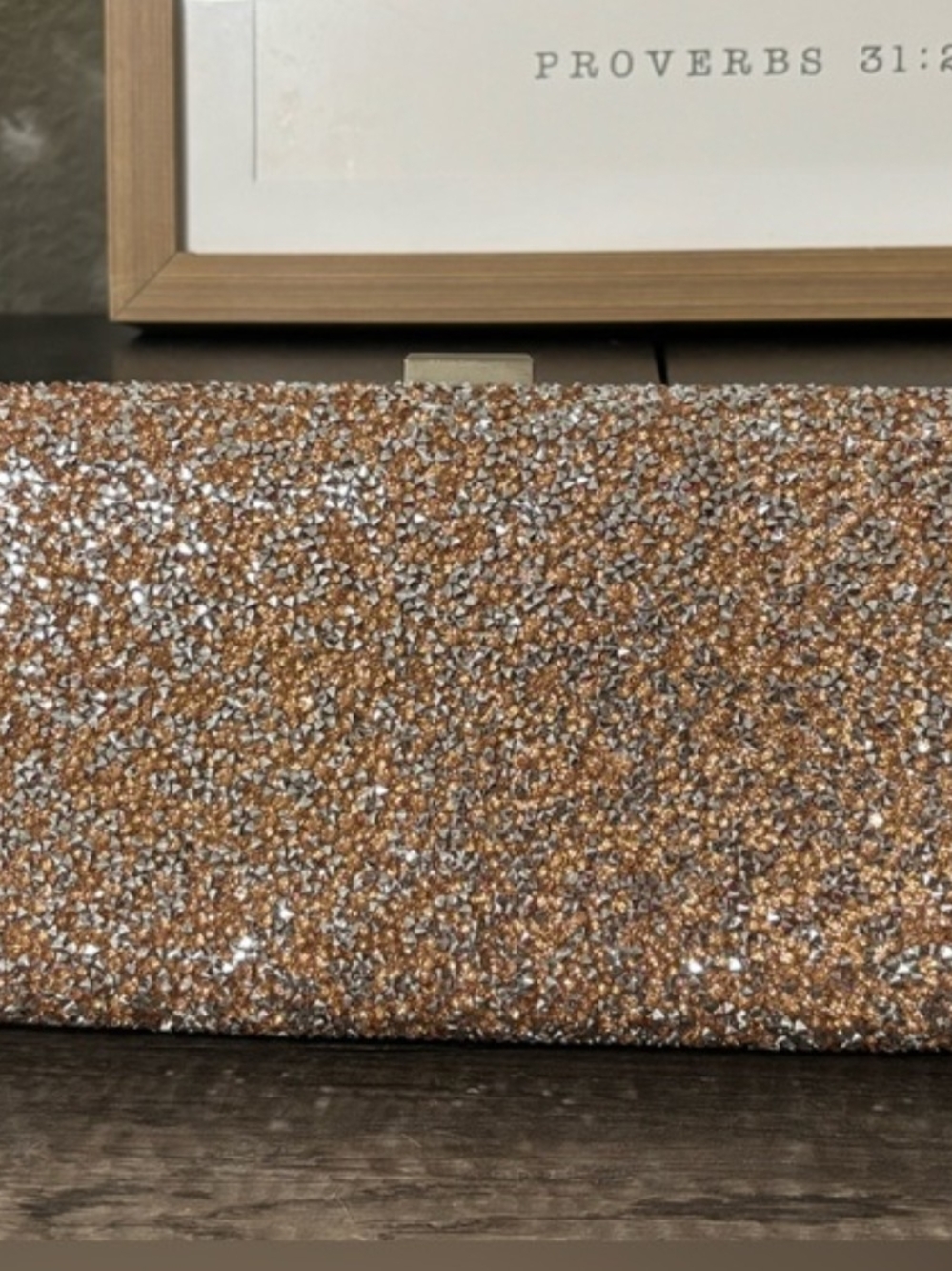 Glitter Evening Clutch in Copper Sparkle